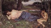 John William Waterhouse Listening to My Sweet Piping oil painting on canvas